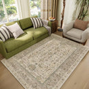 Washable 4x6 Rugs for Living Room, Boho Non-Slip Silicone Backing Small Rugs for Bedroom Nursery Office, 0.3" Neutral Oriental Throw Carpet with 0.16" Cushioning Pad, Light Brown/Multi by TinyTreasures Baby Boutique