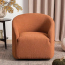 KINWELL 32" Wide Swivel Boucle Accent Chair Armchair, No Assembly Mid-Century Modern Round Upholstered Barrel Chair for Living Room, Bedroom, Office (Caramel) by CozyNest Decor