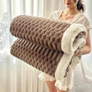 UKELER Sherpa Bed Blanket 80 × 90 inch, Ultra Soft Queen Size Throw Blankets for All Season, 470 GSM Cozy Plush Striped Fleece Blanket for Bedroom Living Room Dorm Hostel Sofa Camping, Coffee by CozyNest Decor