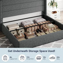 Allewie King Size Lift Up Storage Bed, Modern Wingback Headboard, Hydraulic Support, No Box Spring Needed, Dark Grey by CozyNest Decor