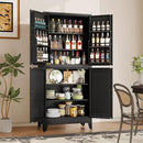 74.8" Tall Metal Food Cabinet, Black Kitchen Pantry Cabinet, Storage Cabinets with 4 Door and 4 Adjustable Shelves, Steel Freestanding Cupboard for Kitchen Dining Room Living Room Bathroom by CozyNest Decor