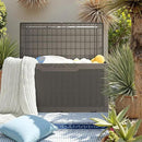 JUMMICO 100 Gallon Resin Deck Box with Cushion, Waterproof Outdoor Storage Box with Lockable Lid for Garden Tools, Patio Cushions (Light Brown) by CozyNest Decor
