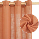 LAMIT Burnt Orange Sheer Linen Curtains, 84 inch Light Filtering Semi Sheer Panels Bronze Grommet Farmhouse Rust Drapes for Living Room/Bedroom, 2 Panels, 52 x 84 Inch by CozyNest Decor