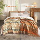 Boho Throw Blanket for Bed 80”x90”, 100% Cotton Woven Blanket for Couch Sofa, Ultra Soft 4-Layer Muslin Quilt with Diamond Pattern, Farmhouse Bed Blanket/Cover for Living Room Decor by CozyNest Decor