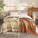 Boho Throw Blanket for Bed 60”x80”, 100% Cotton Woven Blanket for Couch Sofa, Ultra Soft 4-Layer Muslin Quilt with Diamond Pattern, Farmhouse Bed Blanket/Cover for Living Room Decor by CozyNest Decor