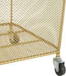 Deco 79 Metal Storage Cart Square Mesh Wire Rolling Laundry with Ring Handles, 17" x 16" x 24", Gold by GreenHaven Gardens