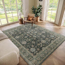 Washable 6x9 Area Rugs for Living Room, BoHo Non-slip Silicone Backing Large Rugs for Bedroom Dining Room Nursery Office, 0.3" Neutral Oriental Throw Carpet with 0.16" Cushioning Pad, Sage Green/Multi by TinyTreasures Baby Boutique