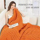 Admitrack Chunky Knit Blanket Throw, 100% Hand Knit Chenille Throw Blanket for Sofa & Home Decor, Soft and Cozy Knitted Throw Blankets (Orange, 51"x63") by CozyNest Decor