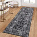 COZYLOOM Rug Runners 2x8 Washable for Hallway Vintage Non Slip Area Rug Geometric Soft Throw Rugs Low Pile Stain Resistant Carpet for Office Dining Room Living Room, Black by TinyTreasures Baby Boutique