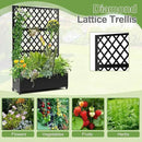 Metal Planter Trellis Box with Wheels & Drain Plug Outdoor Raised Garden Bed Patio Privacy Screen with Planter for Climbing Plants, Vegetables 73"x47"x16" Black-Diamond by GreenHaven Gardens