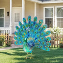 27.5" Tall Metal Peacock Garden Statue - Handmade, 3D Textured, Tail Spread Sculptures for Patio, Garden or Entryway. by GreenHaven Gardens