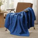 Amélie Home Chenille Knit Throw Blanket for Couch, Checkered Texture Decorative Soft Blanket for Sofa, Bed & Living Room, 50"x60", Blue by CozyNest Decor