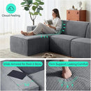 LINSY HOME Modular Sectional Sofa, 134" Boneless Couch L Shaped 4-Seat Sofa with Movable Ottoman, Corduroy Sectional Cloud Couches for Living Room, No Assembly Required, Bluish Grey by CozyNest Decor