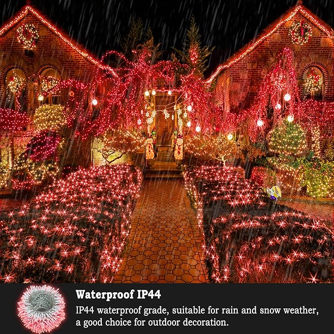 KNONEW 403ft 1000 LED String Lights Outdoor Christmas Lights 8 Modes & Timer Fairy Light Plug in Waterproof LED String Lights for Xmas Yard Tree Wedding Party Holiday Decorations (Red), photo 6 of 9
