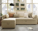 VanAcc Sleeper Sofa, Sofa Bed- 2 in 1 Pull Out Couch Bed with Storage Chaise for Living Room, Comfy Sleeper Couch, Beige Chenille by CozyNest Decor