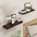 Axeman 24 inch Floating Shelves for Wall - 8'' D Live Edge Rustic Solid Elm Wood Floating Shelves Wall Mounted, Wall Shelves with Invisible Bracket for Living Room Bedroom Kitchen, Set of 2 Walnut by CozyNest Decor