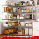 REIBII 58" W 5 Tier Heavy Duty Wire Shelving Unit with Adjustable Shelves - 1400LB Metal, Chrome - 58" W x 59" H x 13.8" D - Garage, Pantry, Kitchen by CozyNest Decor