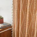 Sutuo Home Boho Curtains 63 Inches Length for Kitchen Bedroom, Printed Cotton Linen Rod Pocket Rustic Farmhouse Bohemian Tassels Window Treatment, 1 Panel 59" W x 63" L, Terracotta Stripe Florals by CozyNest Decor