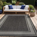 Beverly Rug Outdoor Rug 8x10 Modern Bordered Area Rugs for Indoor and Outdoor Patio Deck Porch Garden Waterproof Weather Sun Resistant Washable Outside Carpet (8 x 10 Dark Gray) by CozyNest Decor