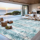 Area Rugs 10x14 Living Room - Washable Rug Modern Abstract Soft Large Neutral Non-Slip Carpet Indoor Floor Thin Carpets for Bedroom Dining Room Farmhouse Nursery Home Office Green by TinyTreasures Baby Boutique
