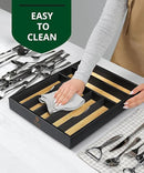 ROYAL CRAFT WOOD Luxury Bamboo Kitchen Drawer Organizer - Silverware Organizer - Utensil Holder and Cutlery Tray with Grooved Drawer Dividers for Flatware and Kitchen Utensils (7 Slot) by CozyNest Decor