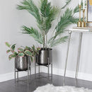 CosmoLiving by Cosmopolitan Metal Indoor Outdoor Planter Large Planter Pot with Removable Stand, Set of 2 Planters 19", 17"H, Black by GreenHaven Gardens