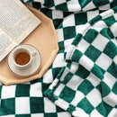 LOMAO Throw Blankets Flannel Blanket with Checkerboard Grid Pattern Soft Throw Blanket for Couch, Bed, Sofa Luxurious Warm and Cozy for All Seasons (Green, 50"x60") by CozyNest Decor