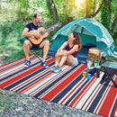 Outdoor Patio Rug 9x12 Stain-Resistant Reversible Camping Mat, Modern Striped Outdoor Plastic Straw Rug, Waterproof Outside Carpet, Easy to Clean for RV, Porch, Deck, Balcony, Red Blue White by CozyNest Decor