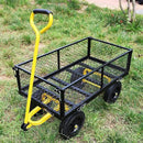 Heavy Duty 480 Lbs Capacity Mesh Steel Garden Cart Folding Utility Wagon with Removable Sides (Black+Yellow) by GreenHaven Gardens