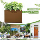 FENCY Metal Rectangular Planter Box for Outdoor - Large Planters with Drainage Holes (35.4" L x 9" W x 25.6" H, Brown) by GreenHaven Gardens