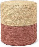 REDEARTH · Cylindrical Pouf Foot Stool Ottoman - Jute Braided Pouffe Poof Accent Sitting Footrest for Living Room, Bedroom, Nursery, Patio, Lounge Set of 2 (Natural Rust, 14.5"x14.5"x16") by CozyNest Decor