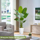 Lifelike Bird of Paradise Silk Artificial Plant Faux Banana Leaf Tree for Home Decor - Perfect Indoor Floor Plant with 9 Trunks (1, White Tall Planter, 5 FT) by CozyNest Decor