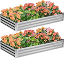 2PCS 8x4x1FT Galvanized Raised Garden Bed,Planter Raised Beds-Metal Garden Box,Large Plant for Outdoor Planting, Vegetables Bed,Flower,Herb-Sliver by GreenHaven Gardens