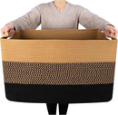 MINTWOOD Design 22in Extra Large Blanket Basket Holder for Living Room, Rectangle Rope Woven Storage Bin with Handles for Laundry, Pool Towels, and Shoes, Dog Toy Box Organizer, Black Jute by GreenHaven Gardens