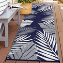 GENIMO Outdoor Rug 2.5' x 8' Waterproof for Patios Clearance, Reversible Outdoor Plastic Straw Camping Rug Carpet, Large Area Rugs Mats for RV, Camper, Deck, Balcony, Porch, Beach, Navy Blue&White by CozyNest Decor