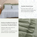 Full Comforter Set - 7 Pieces Ruffle Sage Green Bedding Sets, Shabby Chic Farmhouse Bed in a Bag Full with Ruffle Comforter, Floral Sheets, Pillowcases & Shams by CozyNest Decor