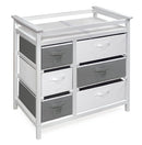 Badger Basket Modern Baby Changing Table - Diaper Station Organizer with 6 Storage Drawers, Reversible Baskets, Safety Rails - Baby Nursery Furniture with Changing Pad and Belt - White by TinyTreasures Baby Boutique