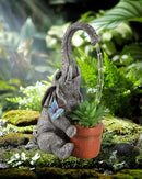 iStatue Solar Elephant Figurine with Succulent Plant Pot - 11'' Hand-Painted Lifelike Resin Lawn Ornaments Statue for Yard Art Garden Decor Gifts (Elephant) by GreenHaven Gardens