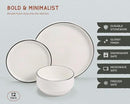 Ceramic Dinnerware Set, 12-Piece Service for 4, Round, Microwave and Dishwasher Safe, Cambridge Classics (French) by CozyNest Decor