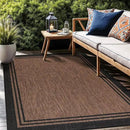 Bordered Outdoor Rug 6x9 Washable Outside Carpet for Indoor Patio Porch Waterproof Easy Cleaning Non Shedding Area Rugs Nut Brown 6 x 9 by CozyNest Decor