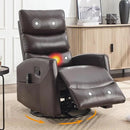 Manual Swivel Rocker Recliner Chair for Adults, Overstuffed Reclining Glider Chair for Nursing with Vibration Massage & Heat, Living Room Rocking Recliner 3-Stage backrest, Faux Leather Brown by CozyNest Decor