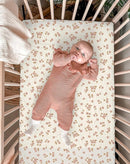 Bassinet Sheet for Baby Boy and Girl 2 Pack, Fitted Sheets for Rectangle, Oval, Hourglass Bassinet Mattress, Muslin Moses Basket Sheets with Neutral Style (Floral & Pink) by TinyTreasures Baby Boutique