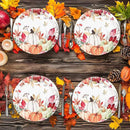 AllReal Fall Pumpkins Paper Plates Rustic Pumpkin Leaves Disposable Party Plate 7" Thanksgiving Autumn Dessert Plate for Birthday Baby Shower Party Supplies Table Decor (24)
