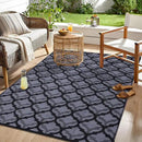OLANLY Reversible Outdoor Rug 8x10 ft Clearance, Waterproof Outdoor Plastic Straw Rug with Interlacing Pattern, RV Mat for Patio, Camping, Balcony, Deck, Backyard, Black & Grey by CozyNest Decor