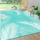 Pauwer Waterproof Outdoor Rug 8x10, Reversible Plastic Straw Patio Camping Rug, Indoor Outdoor RV Mat Carpet for Deck, Camper, Porch, Balcony, Backyard, Picnic, Leaf Light Blue by GreenHaven Gardens