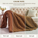 Carriediosa Chunky Knit Throw Blanket 60" X 80" Twin, 100% Hand Made Large Chenille Loop Yarn Soft Fluffy Throws for Couch Sofa Bed, Big Crochet Cozy Heavy Thick Cable Woven Blanket, Light Brown by CozyNest Decor