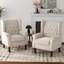 Lumibee High Back Accent Chair Set of 2,Upholstered Wingback Armchair with Solid Wood Legs for Small Spaces,Comfy Single Sofa Chair for Living Room,Bedroom,Office-Beige by CozyNest Decor