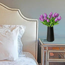 Mandy's Artificial Tulips 20 Stems Lilac PU Faux Flowers for Wedding Home Decor 13.5 Inch by CozyNest Decor