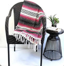 Del Mex Classic Mexican Blanket, Large Authentic Woven Falsa Throw (70"x50"), Artisan Southwest Décor for Beach, Yoga, Outdoors (Hot Pink/Fuchsia) by CozyNest Decor
