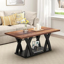 47” Wood Coffee Tables for Living Room Rustic Stands with Storage Shelf Black Blown Coffee Tables for Living Room Farmhouse Center Stands with Shelf. Farmhouse Rectangle Center Table by CozyNest Decor